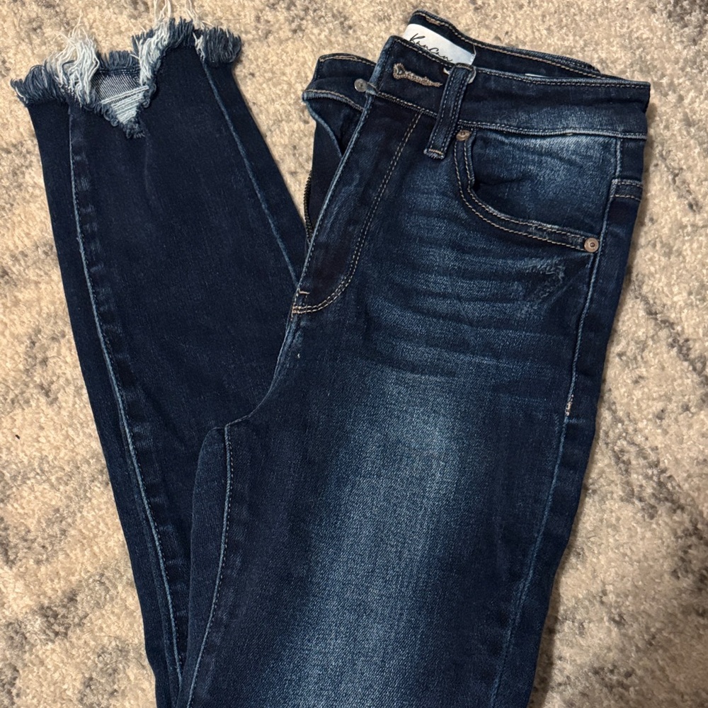 KanCan Dark Blue Distressed Ankle Jeans